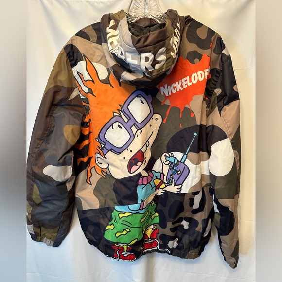 Members Only x Nickelodeon Rugrats Zip-Up Jacket Men's Medium Brown Cream Color - Picture 6 of 15
